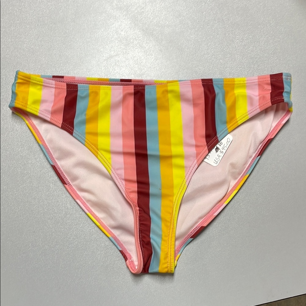 VOLCOM Girls Vertical Stripe Bikini Bottom Size US 16 In Multicolor